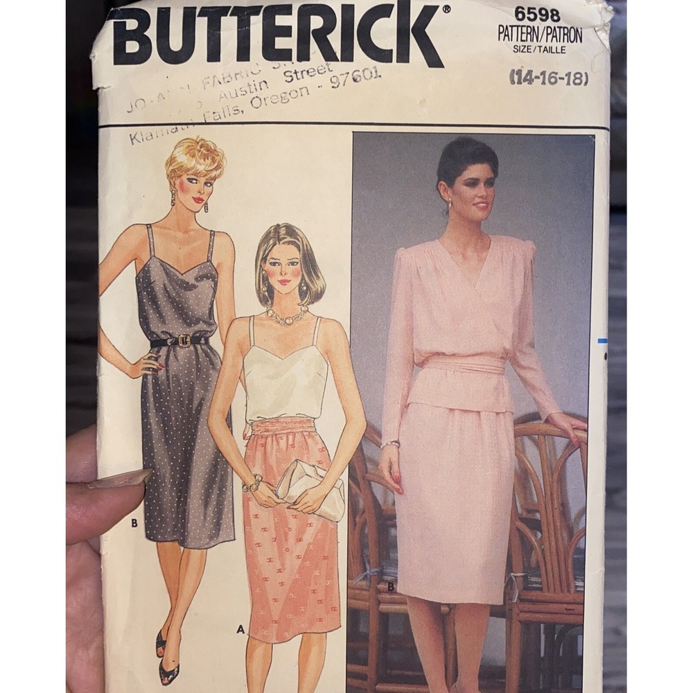 Vintage Butterick 6598 Dress Jacket Pattern Size 14-18 Uncut Wrap Jacket Blouson